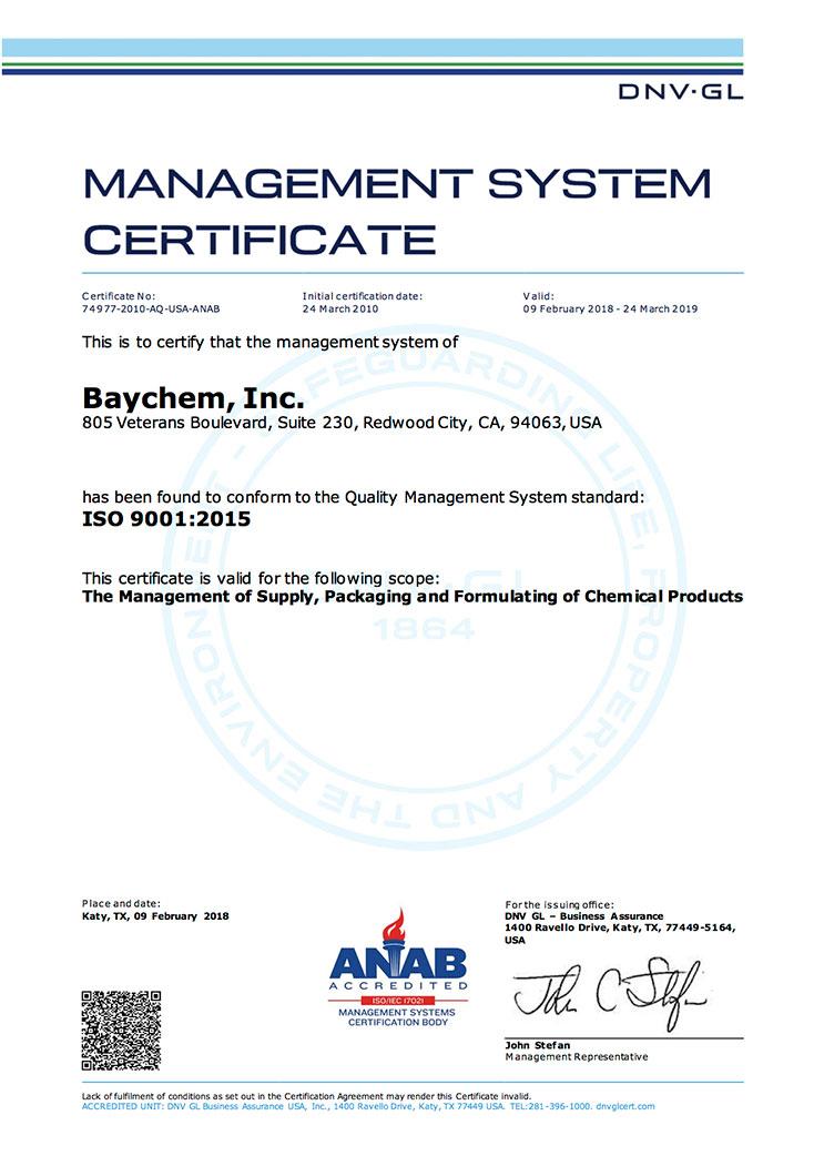 Baychem ISO Certification 9001 2015